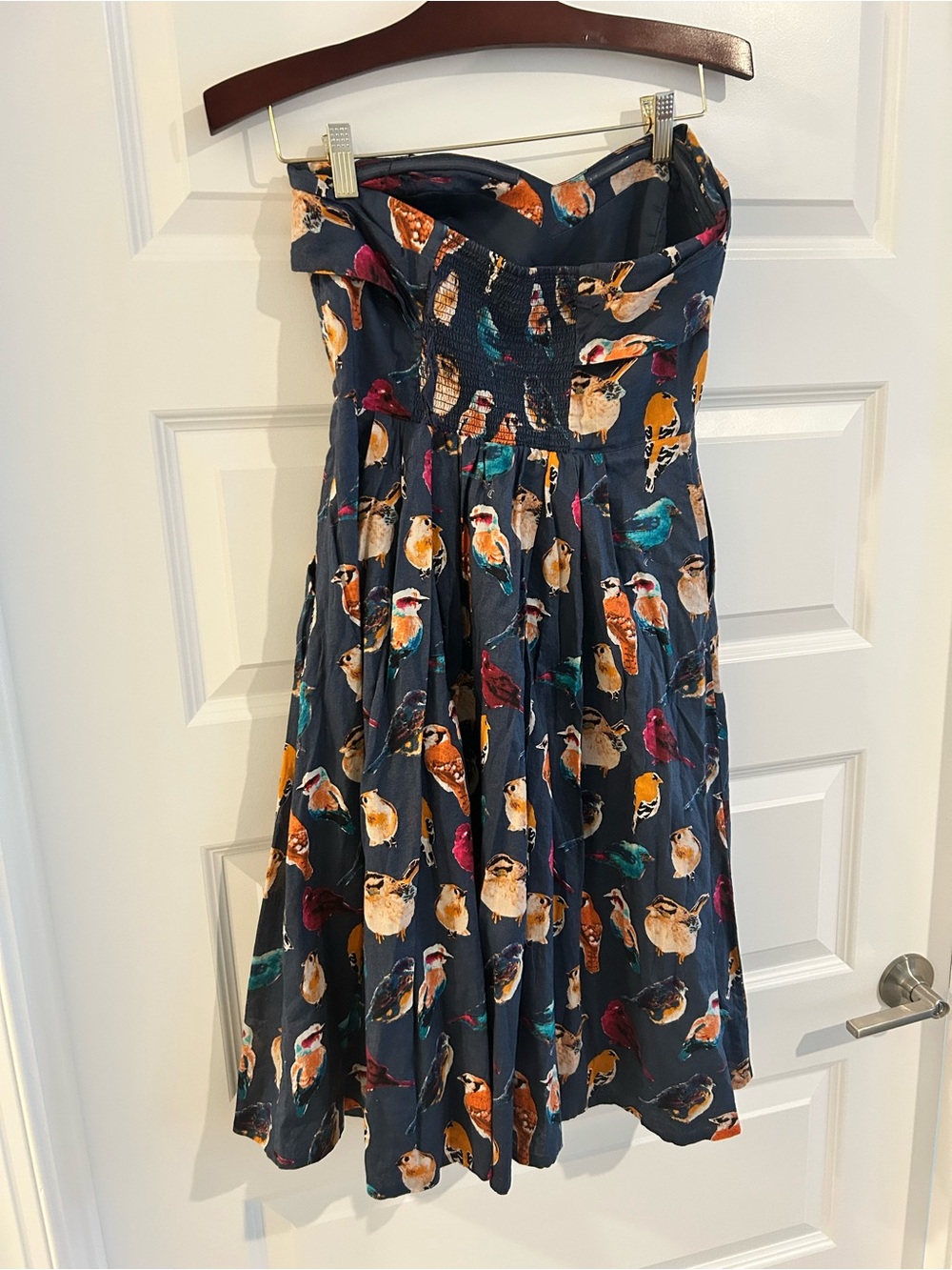 Maeve Native Birds Dress Blue Brown Size 4 - Picture 8 of 16
